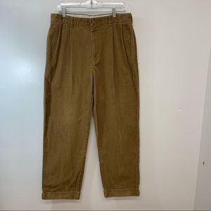 Polo Ralph Lauren Mens  Cordory Pants  Pleated Cuffed Tan Size 34x30 {34x29}